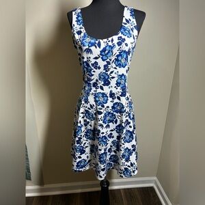 H&M Blue and White Floral Mini Dress